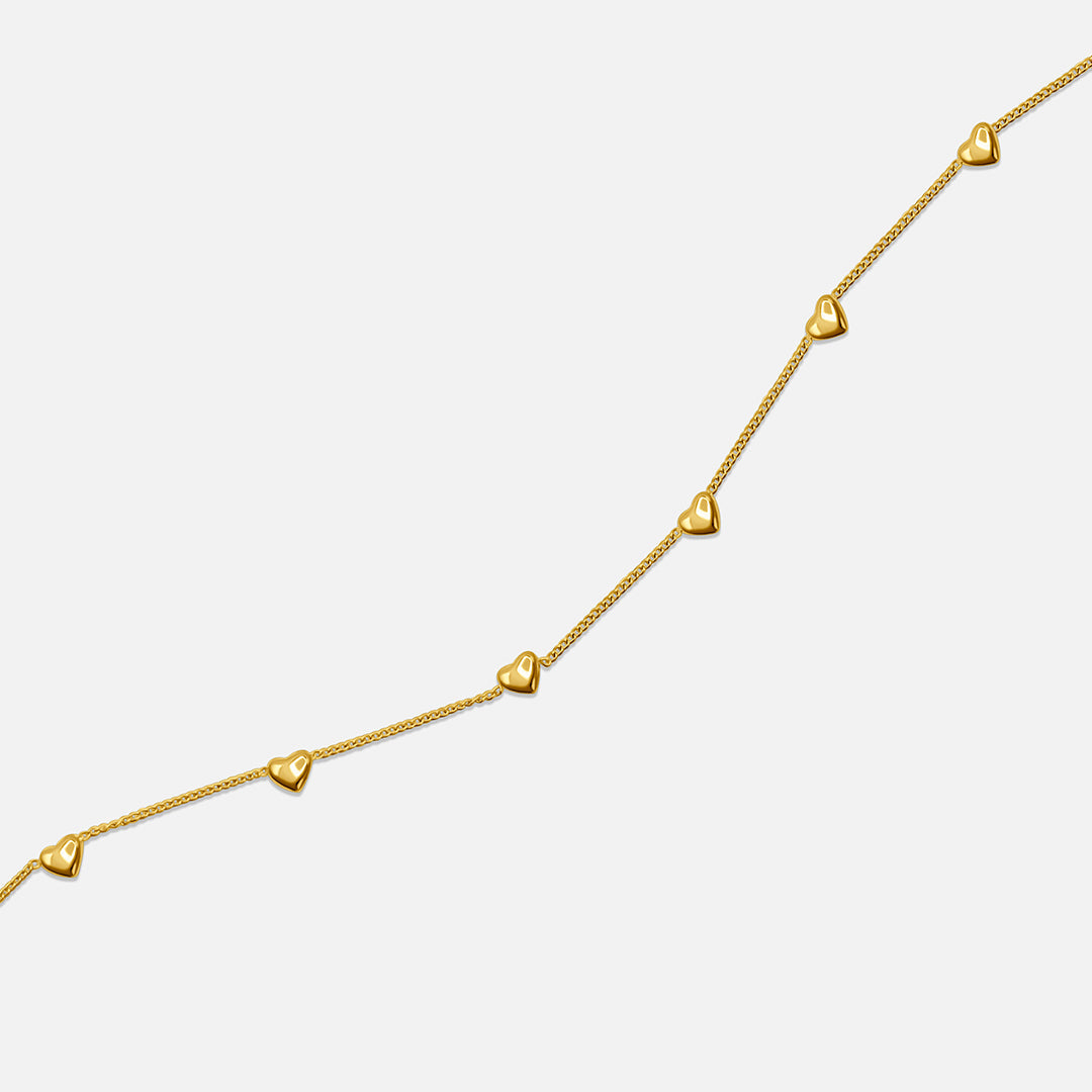 Mini Heart Chain Necklace - Gold