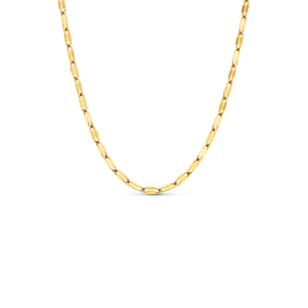 Gold Paperclip Diamond Cut Chain Necklace