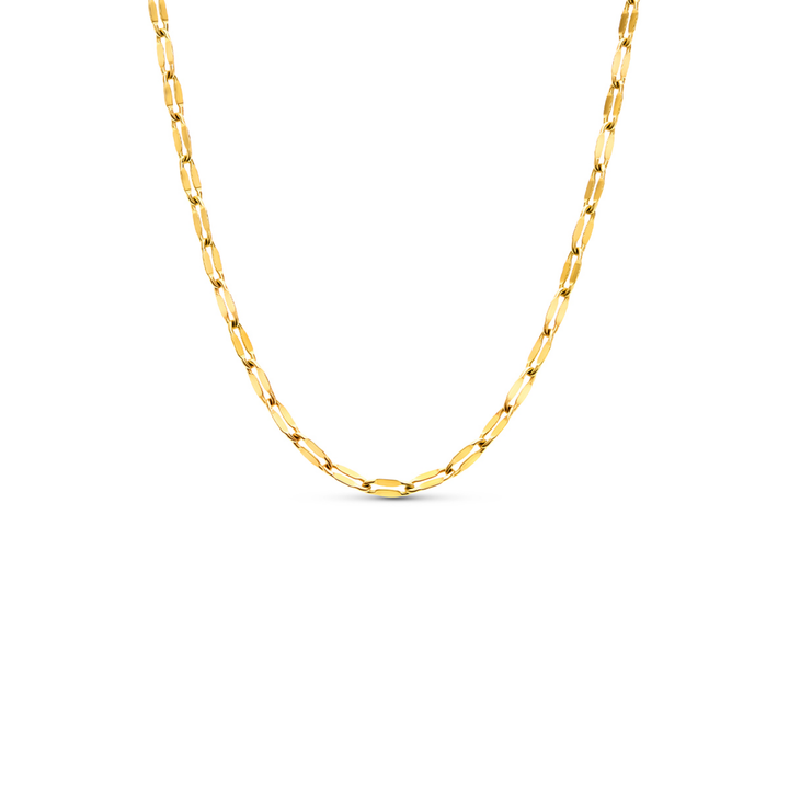 Gold Paperclip Diamond Cut Chain Necklace