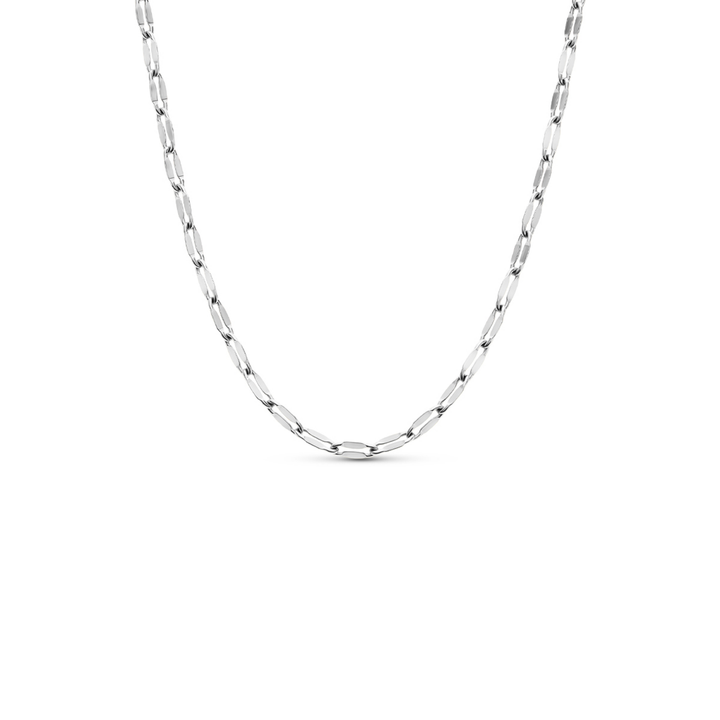 Silver Paperclip Diamond Cut Chain Necklace