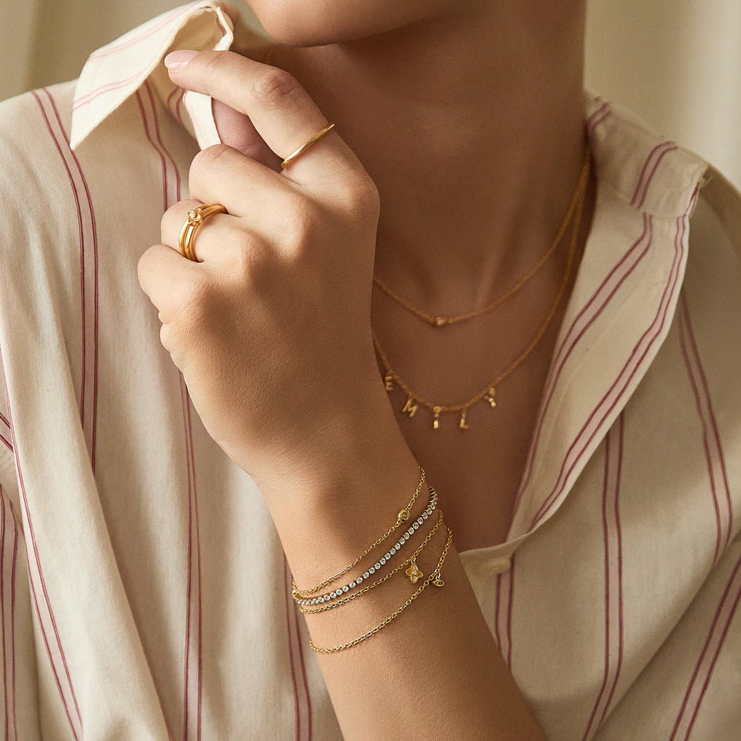 Gold Fine Single Charm Bracelet