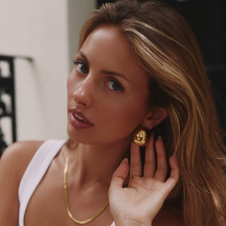 18K GOLD OVAL EARRINGS