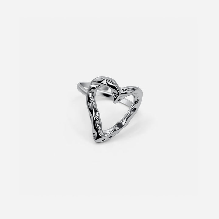 ADJUSTABLE TEXTURED HEART RING