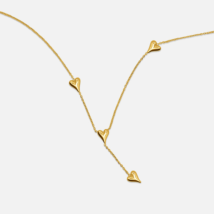 Love Heart Drop Necklace - Gold