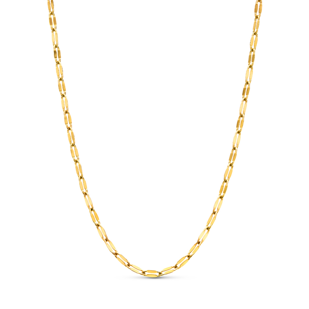 Gold Paperclip Diamond Cut Chain Necklace
