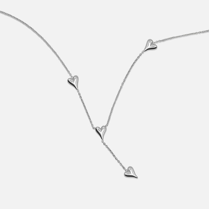 Pointy Heart Drop Necklace - Silver