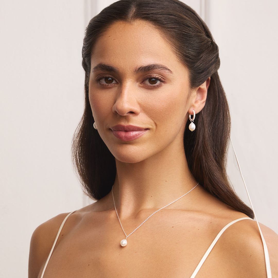 Silver Large Single Pearl Necklace