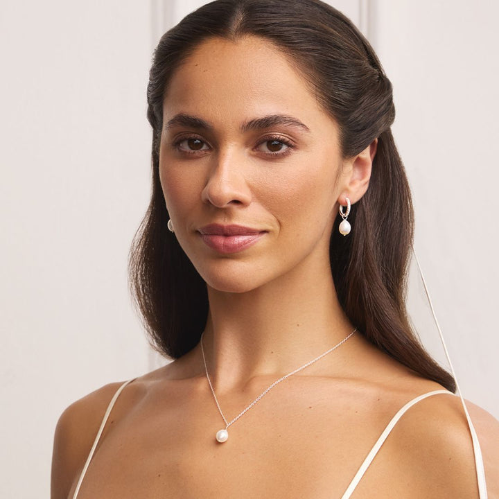 Silver Large Single Pearl Necklace