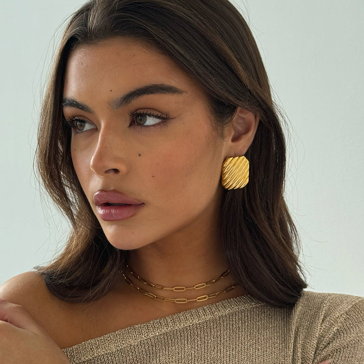 RIBBED EARRINGS GOLD