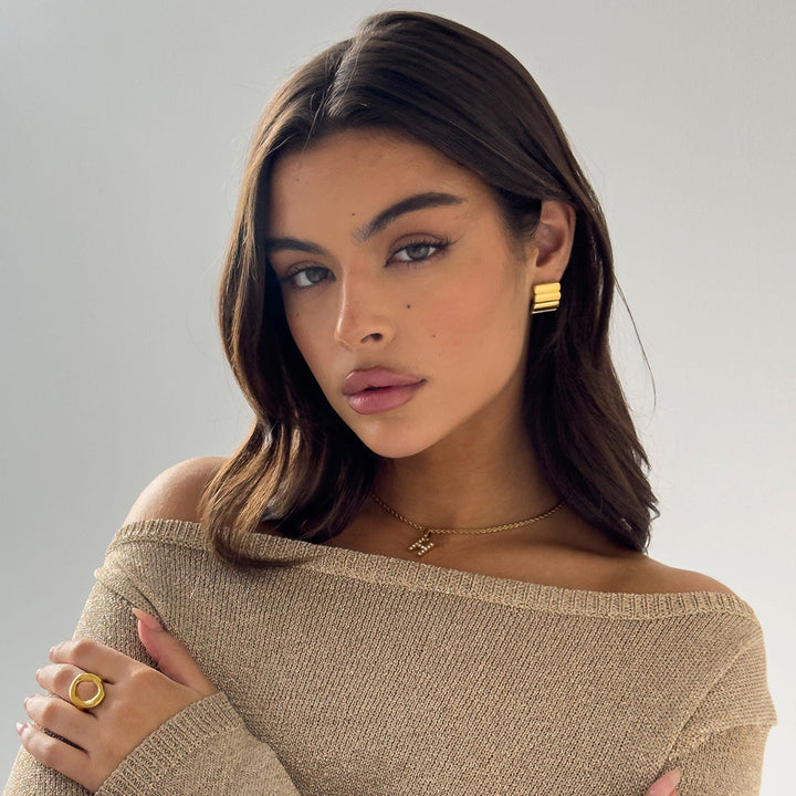 MINI RIBBED EARRINGS