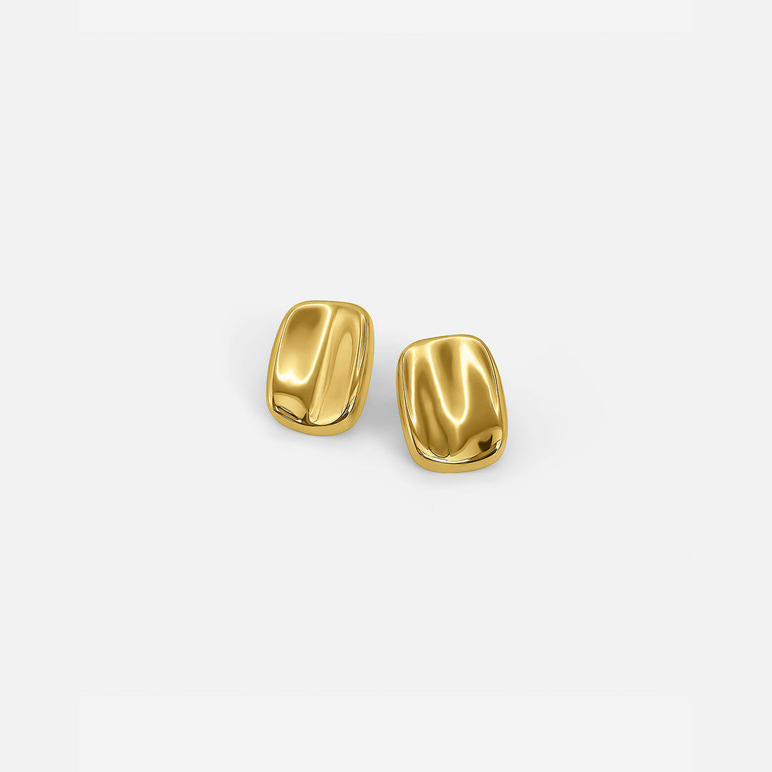 RECTANGULAR STUD EARRINGS GOLD