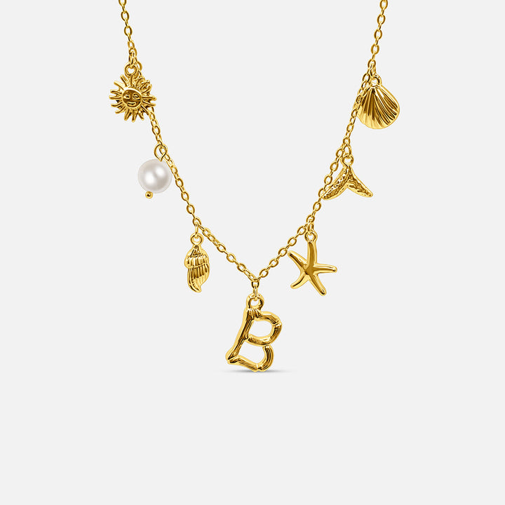 Gold ocean letter necklace