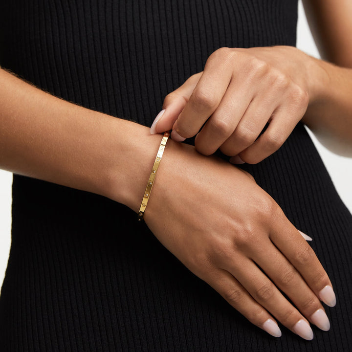 Gold Crystal Heart Bangle
