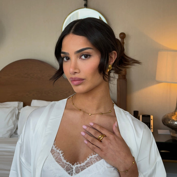 Mini Heart Chain Necklace - Gold