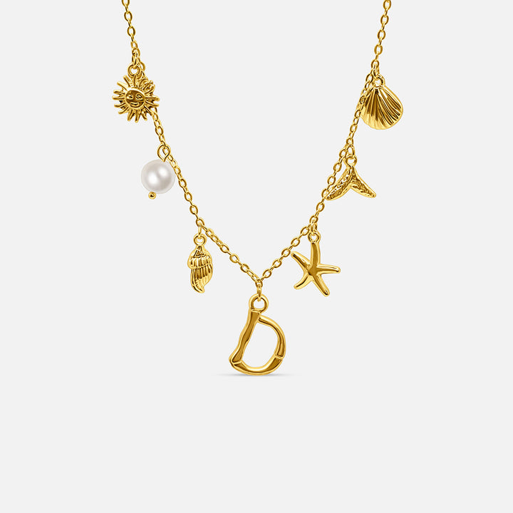 Gold ocean letter necklace