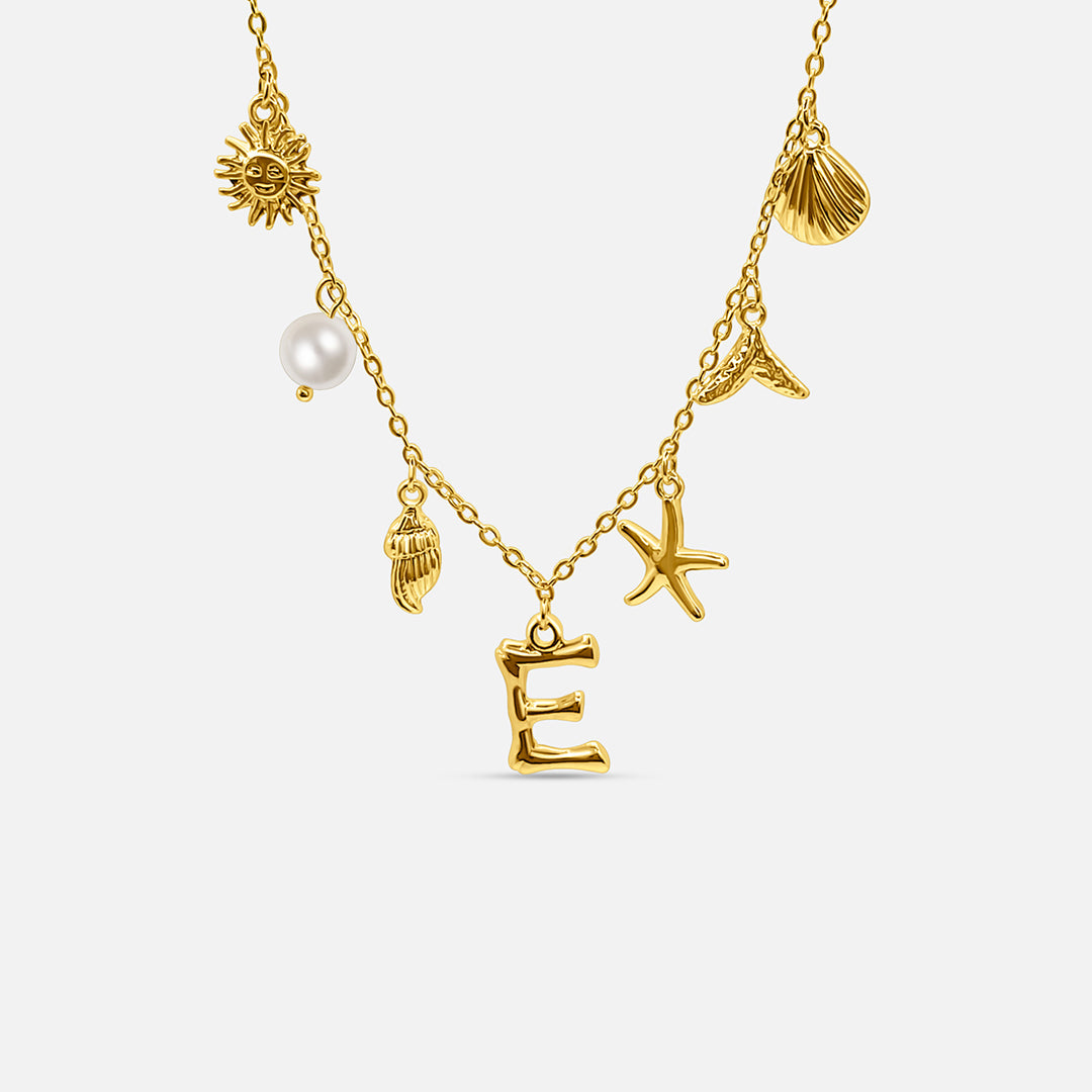 Gold ocean letter necklace