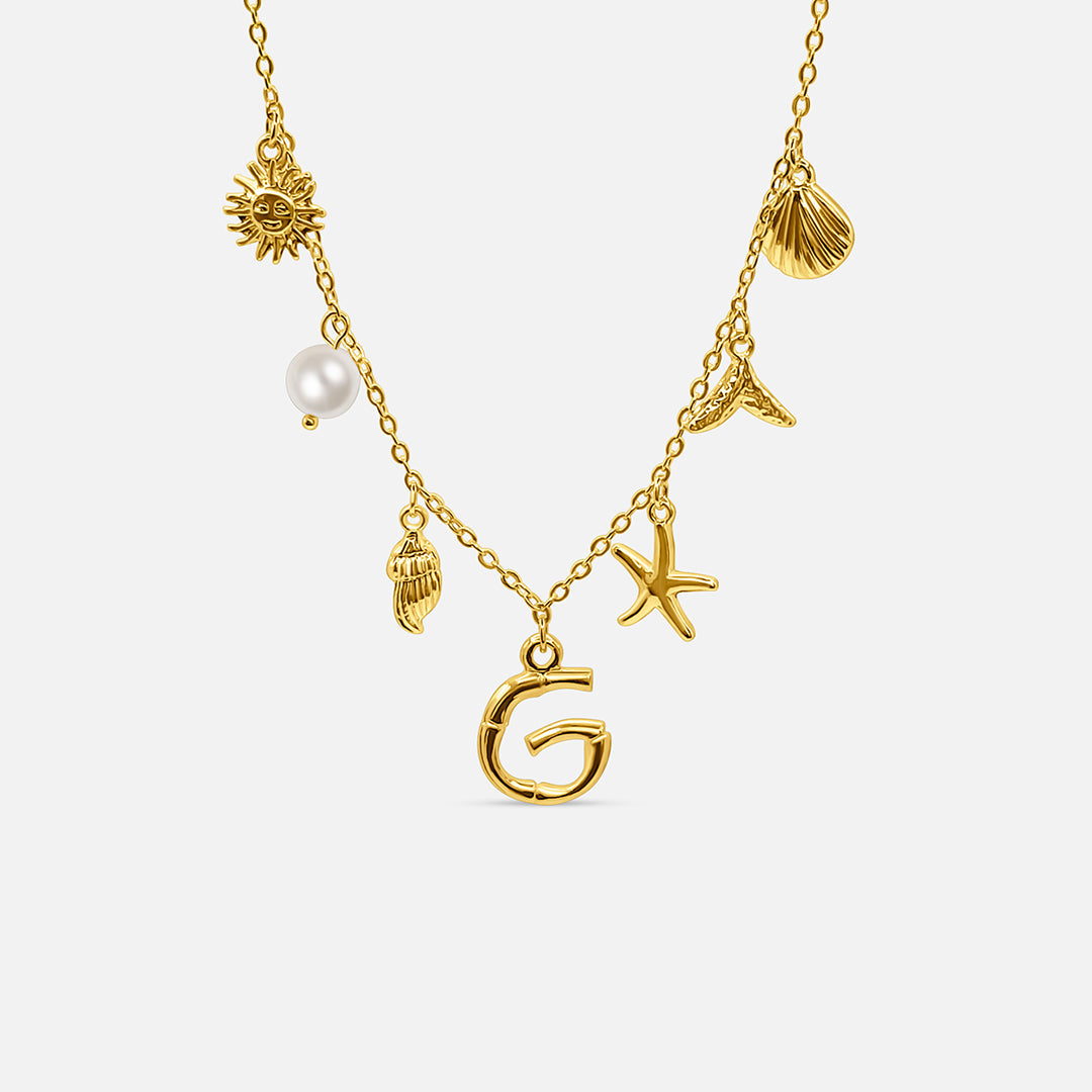 Gold ocean letter necklace