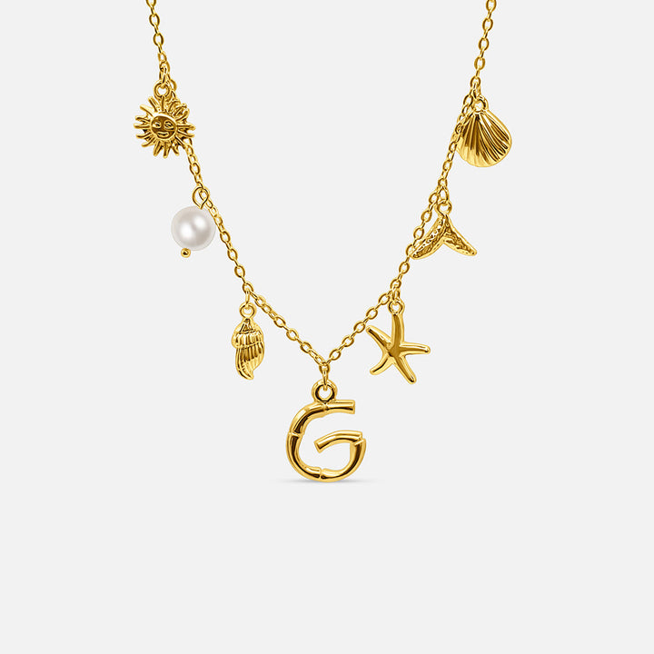 Gold ocean letter necklace