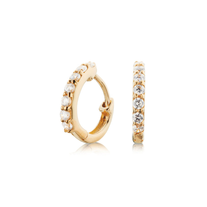 Gold Diamond Style Huggie Hoop Earrings