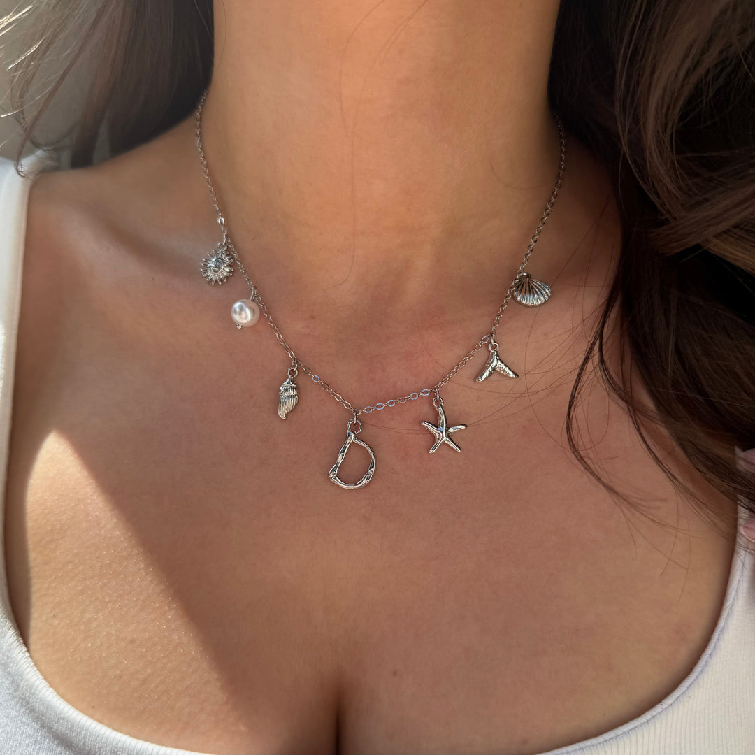 SILVER OCEAN LETTER NECKLACE