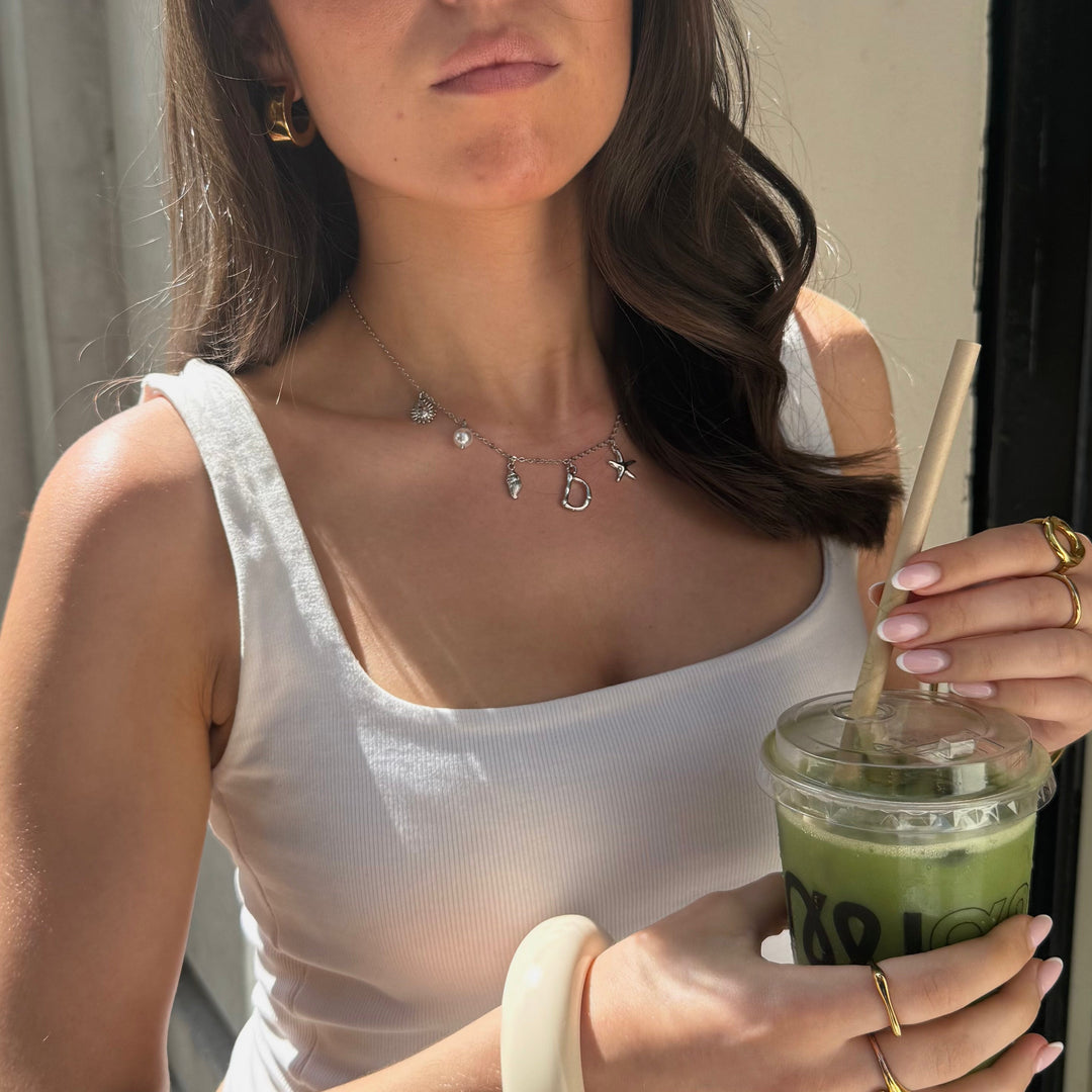 SILVER OCEAN LETTER NECKLACE