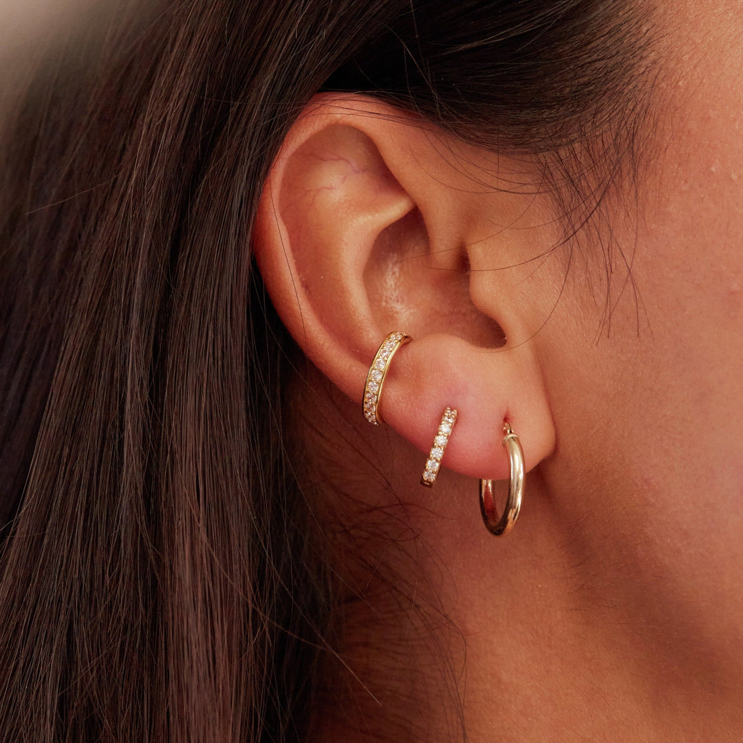 Gold Diamond Style Huggie Hoop Earrings