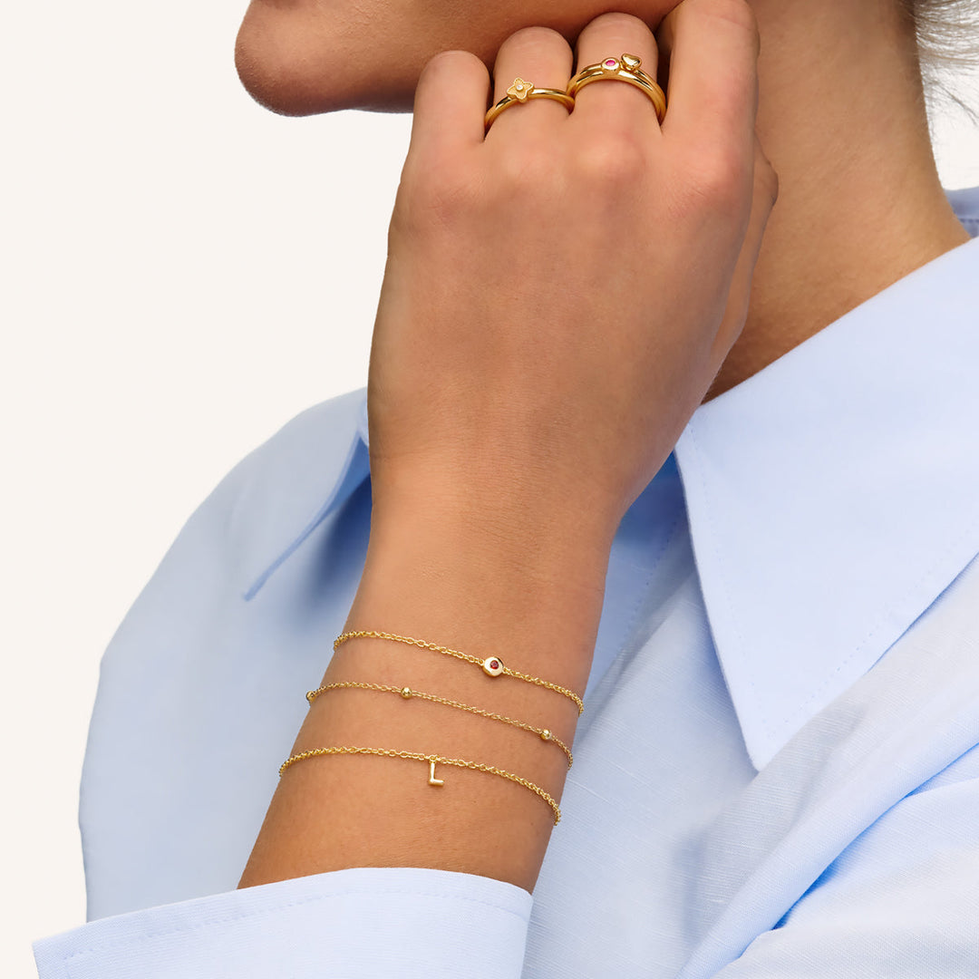 Gold Fine Single Charm Bracelet