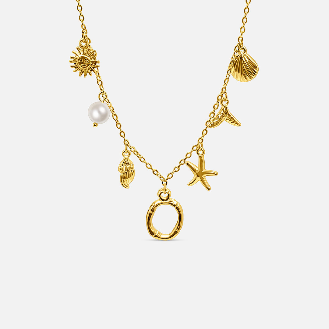Gold ocean letter necklace