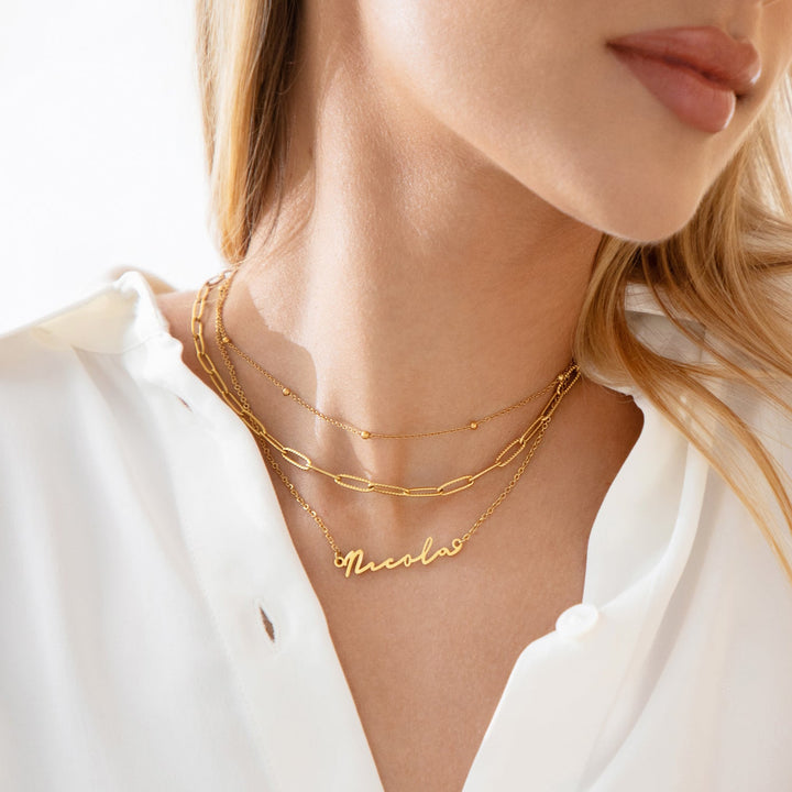 Gold Sphere Chain Necklace
