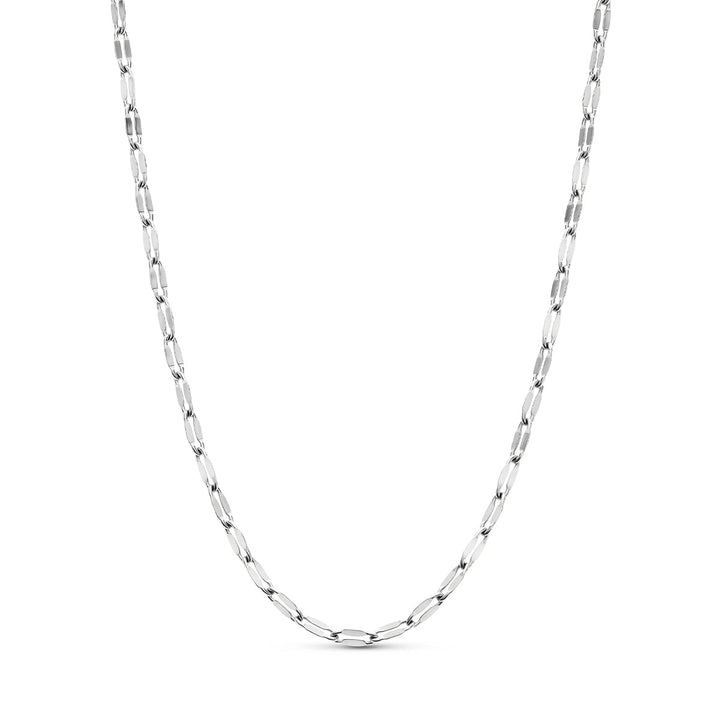 Silver Paperclip Diamond Cut Chain Necklace