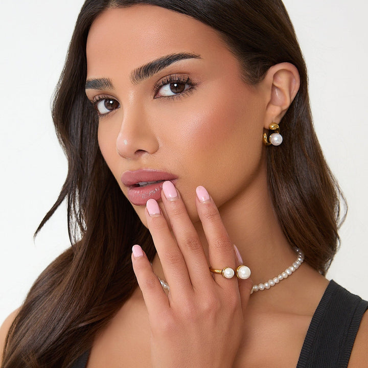 18K DOUBLE PEARL RING