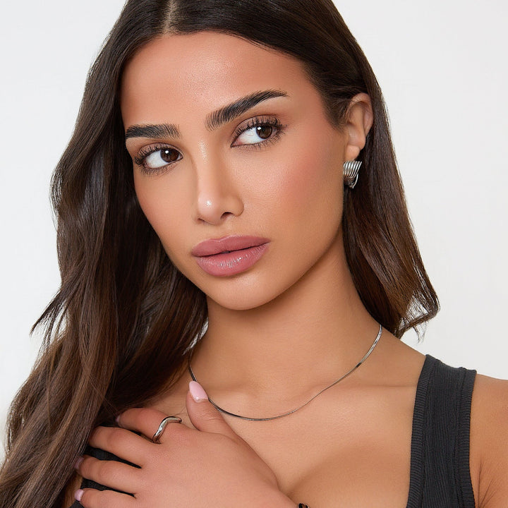 SILVER TEXTURED NECKLACE 2MM