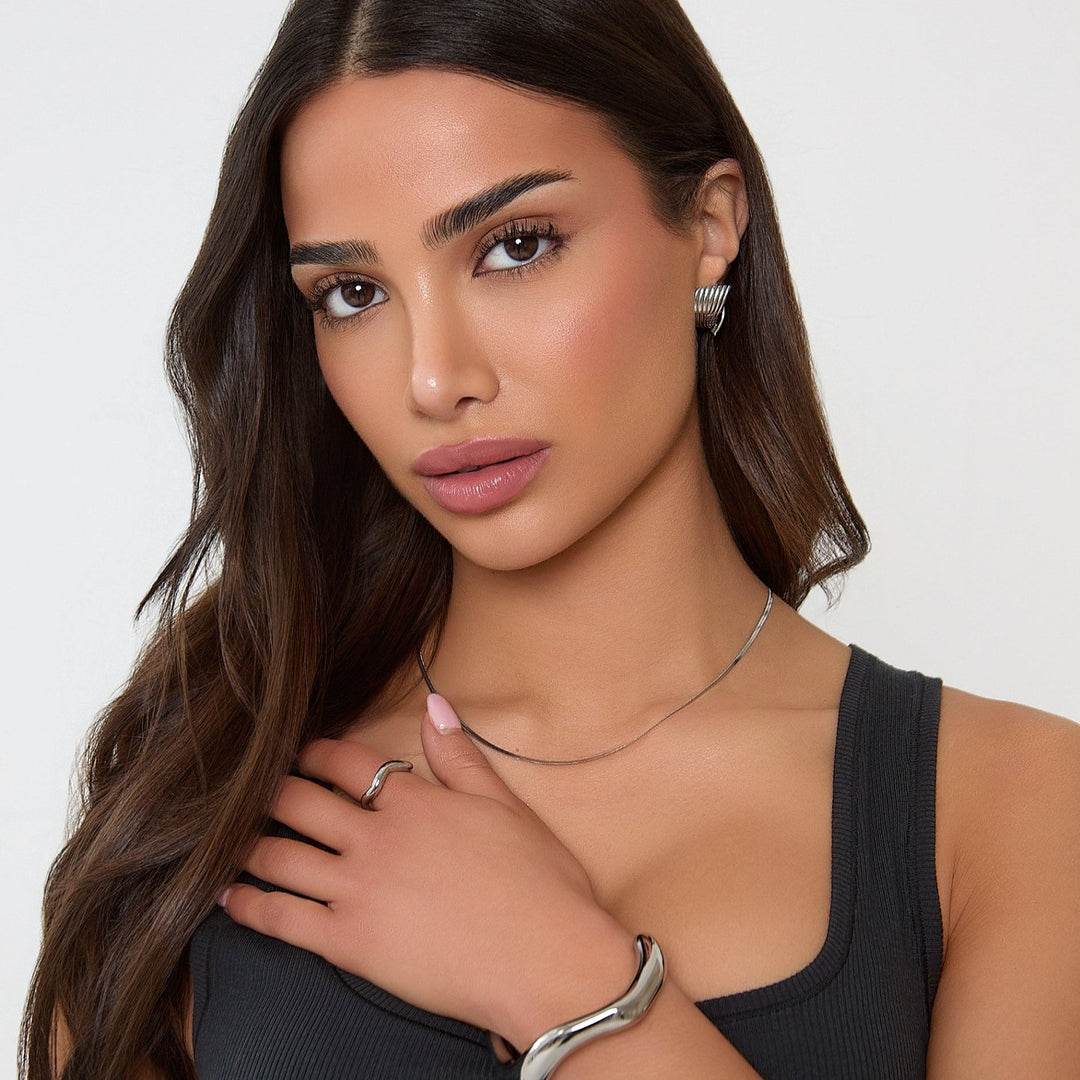 SILVER TEXTURED NECKLACE 2MM