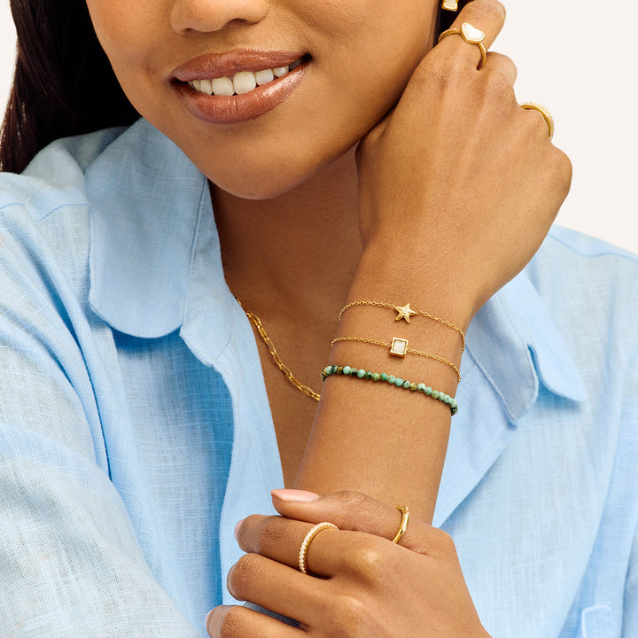Gold Starfish & Moonstone Bracelet Set