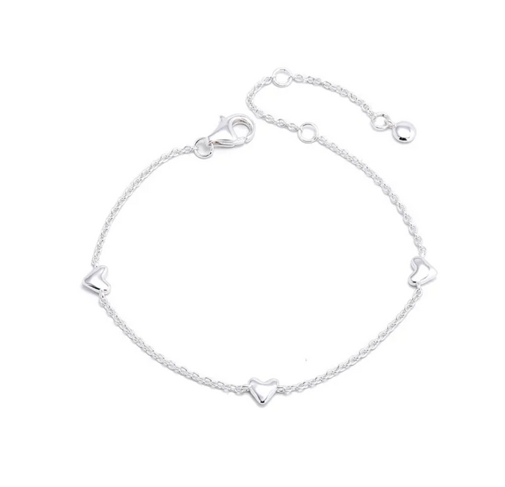 Fine Heart Charm Bracelet - Silver
