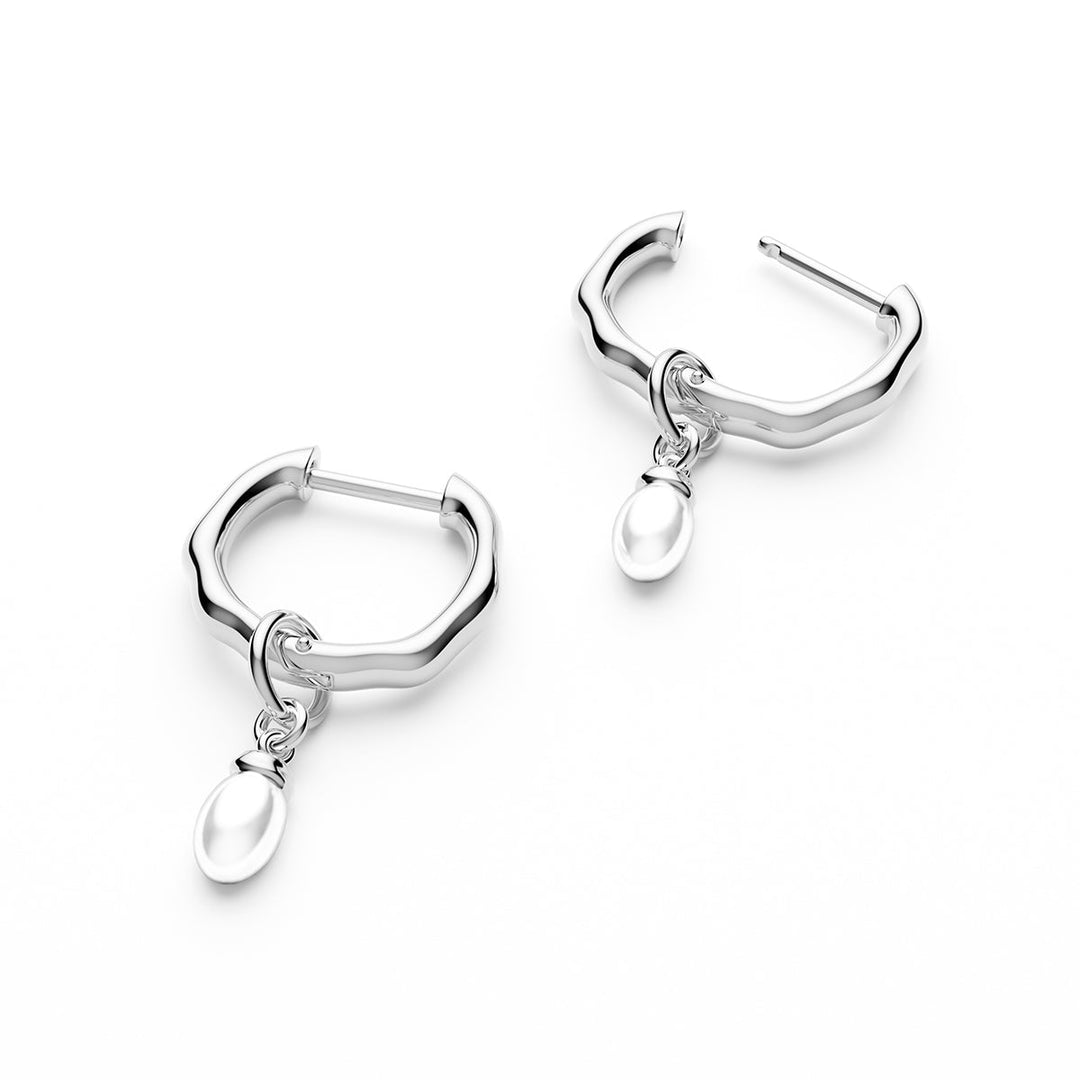 Silver Fine Organic Pearl Huggie Earring