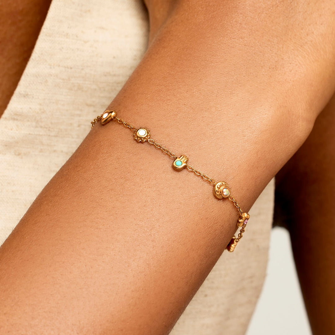 Gold Talisman Mini Charm Bracelet