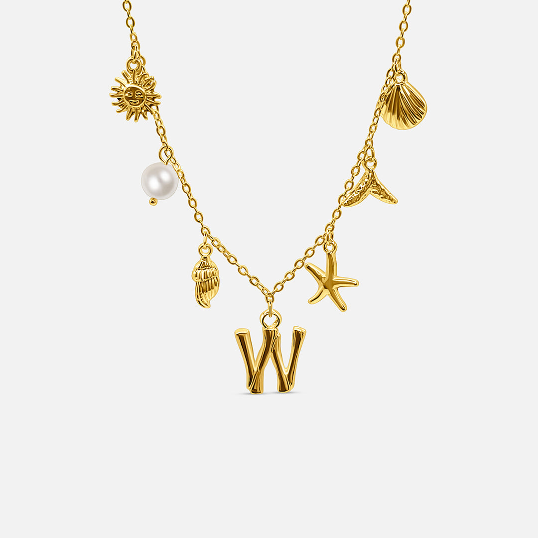 Gold ocean letter necklace