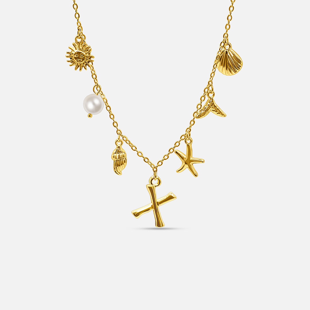 Gold ocean letter necklace