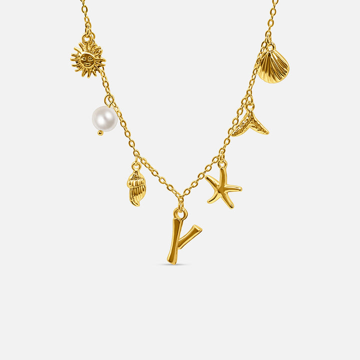 Gold ocean letter necklace