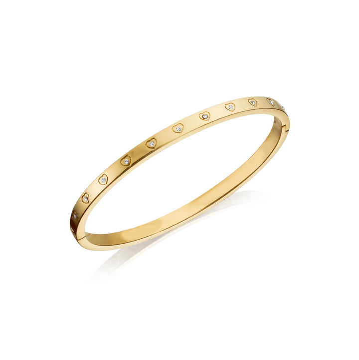 Gold Crystal Heart Bangle