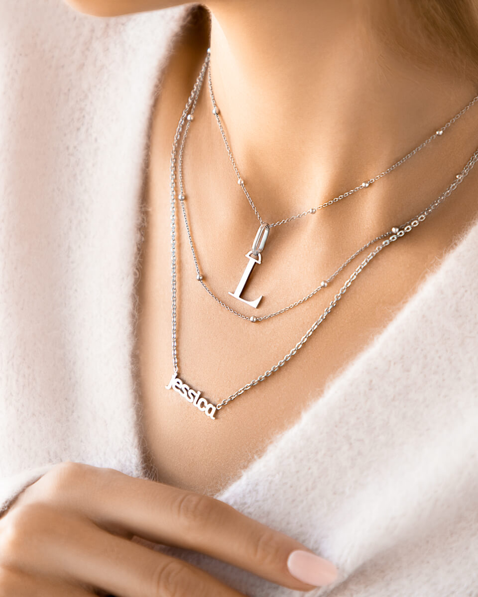 Silver Sphere Chain Necklace