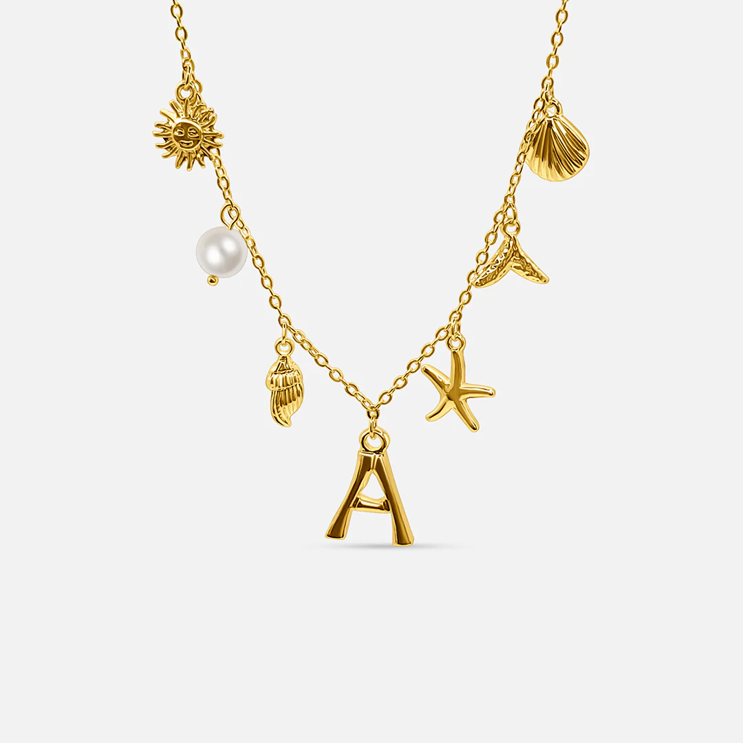 Gold ocean letter necklace
