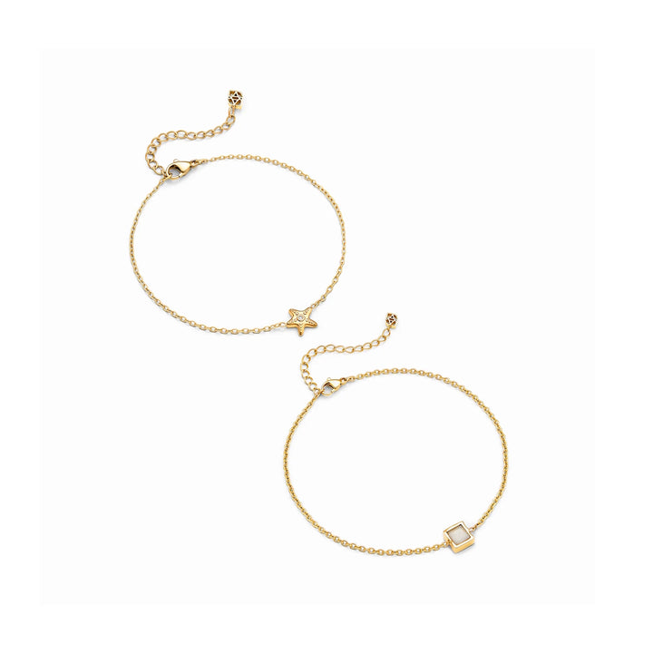 Gold Starfish & Moonstone Bracelet Set